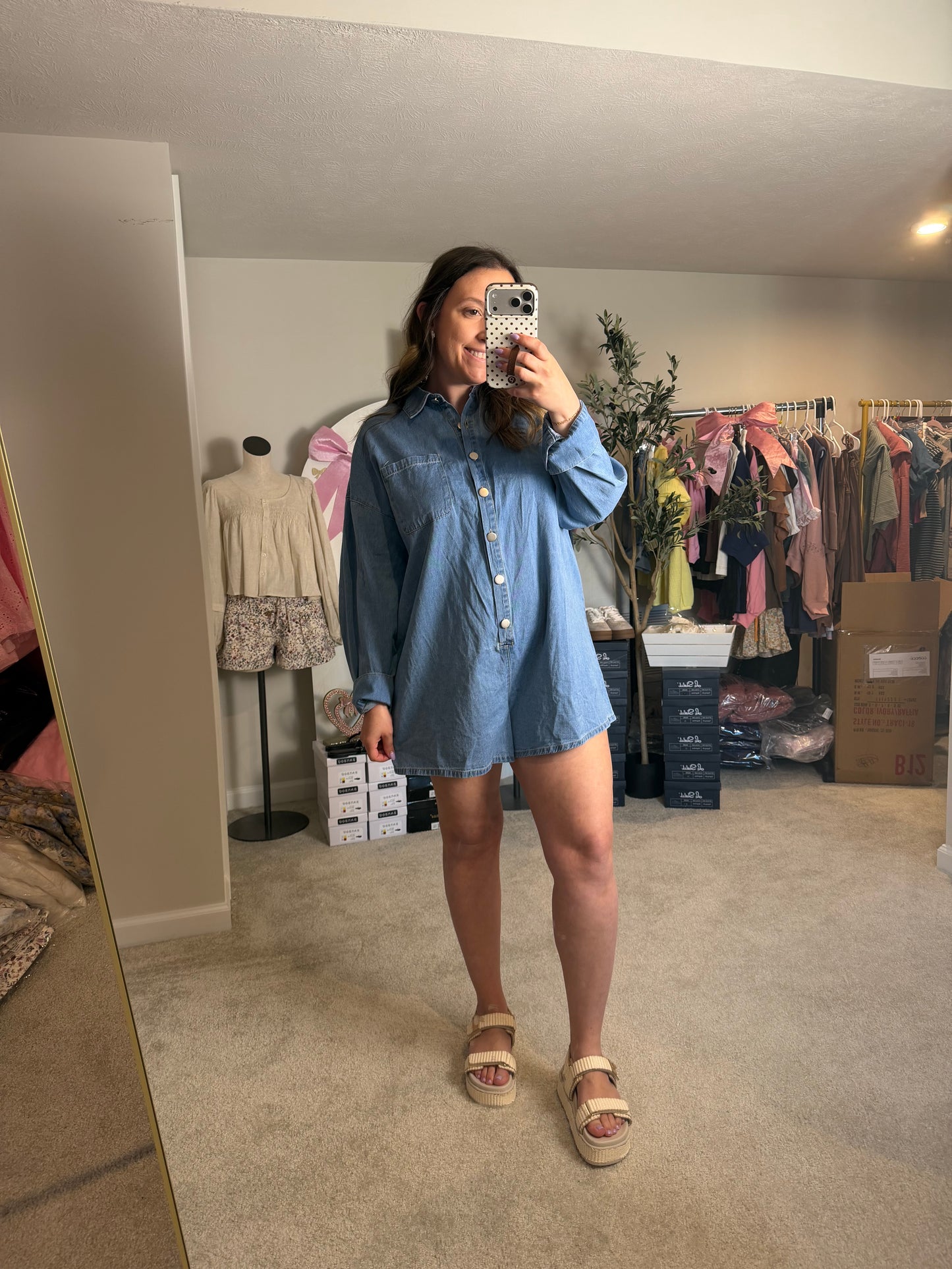 The Victoria Denim Romper