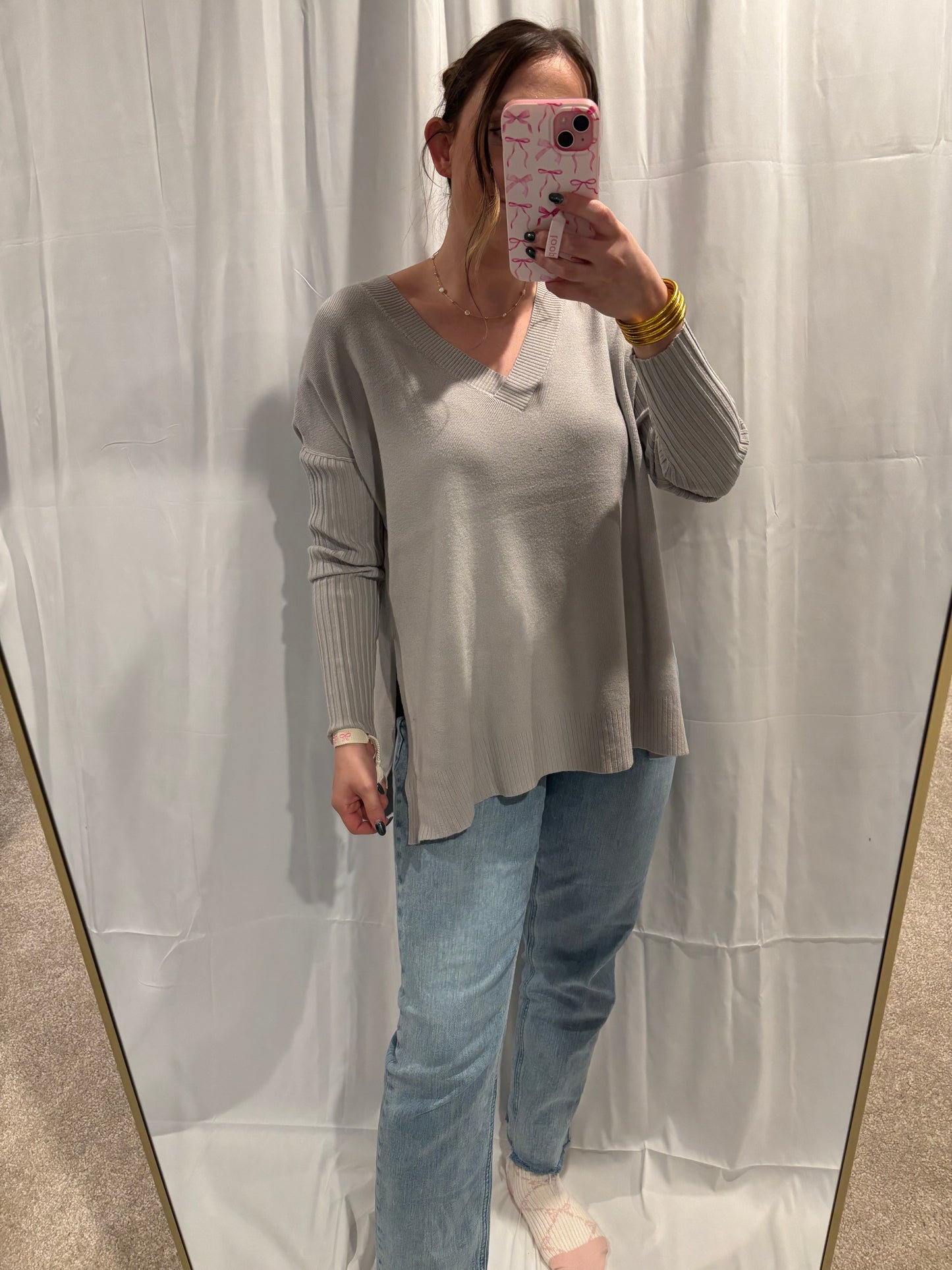 Grey V Neck Sweater