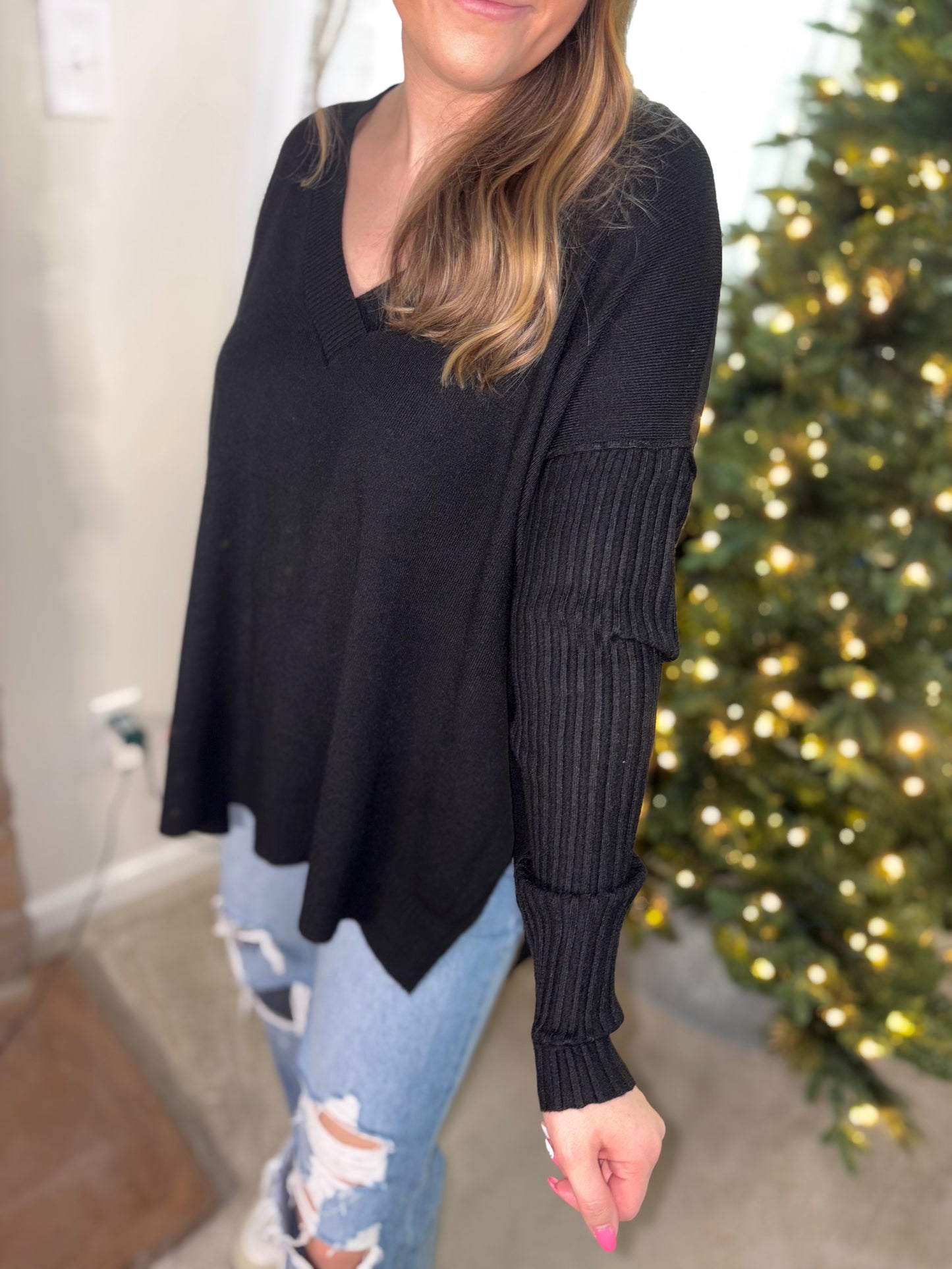Black V-Neck Sweater