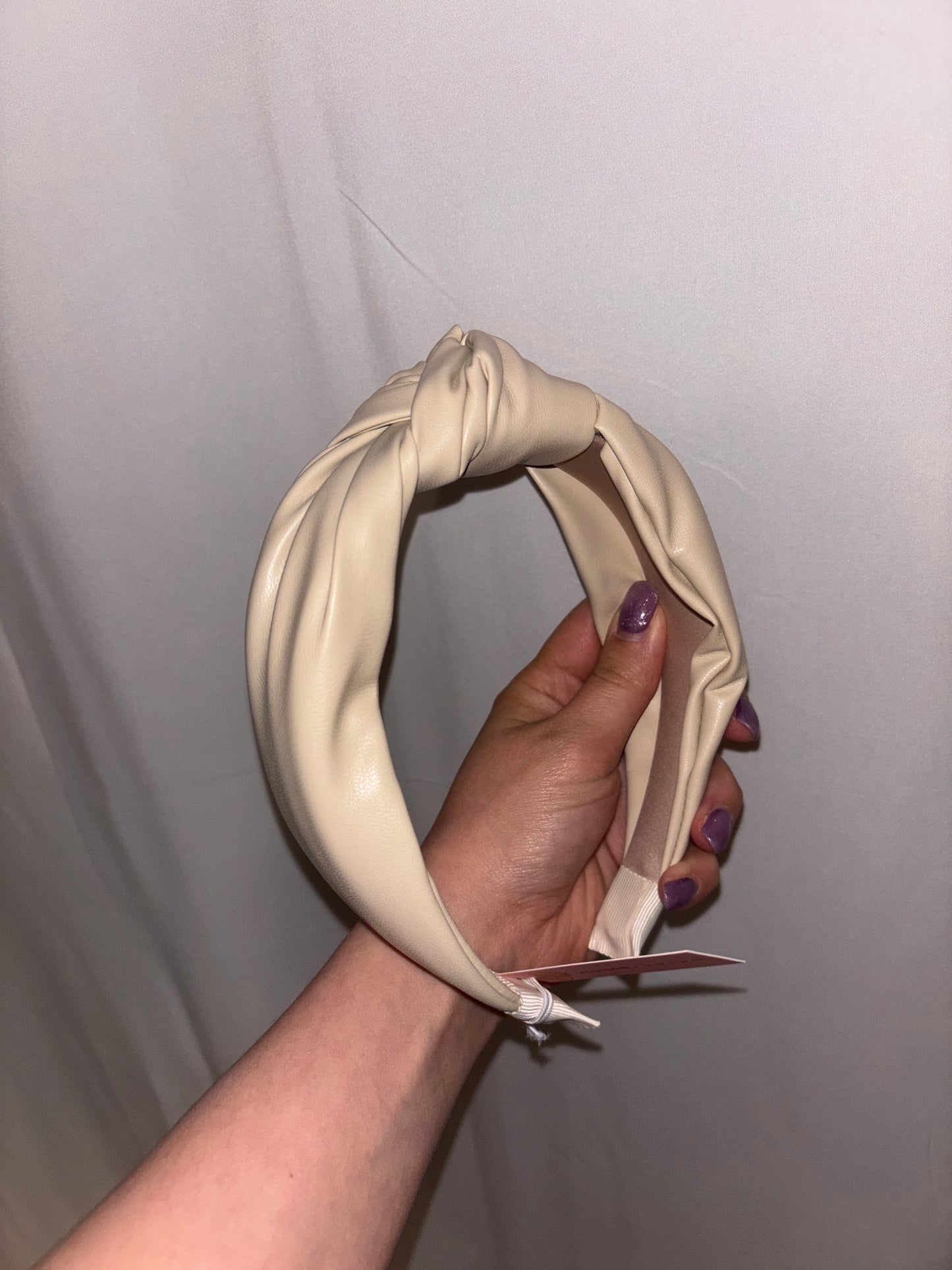 Cream Leather Headband