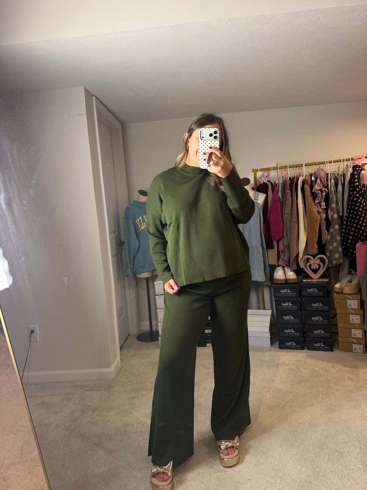 Viscose Sweater Top & Pants Ribbed Set