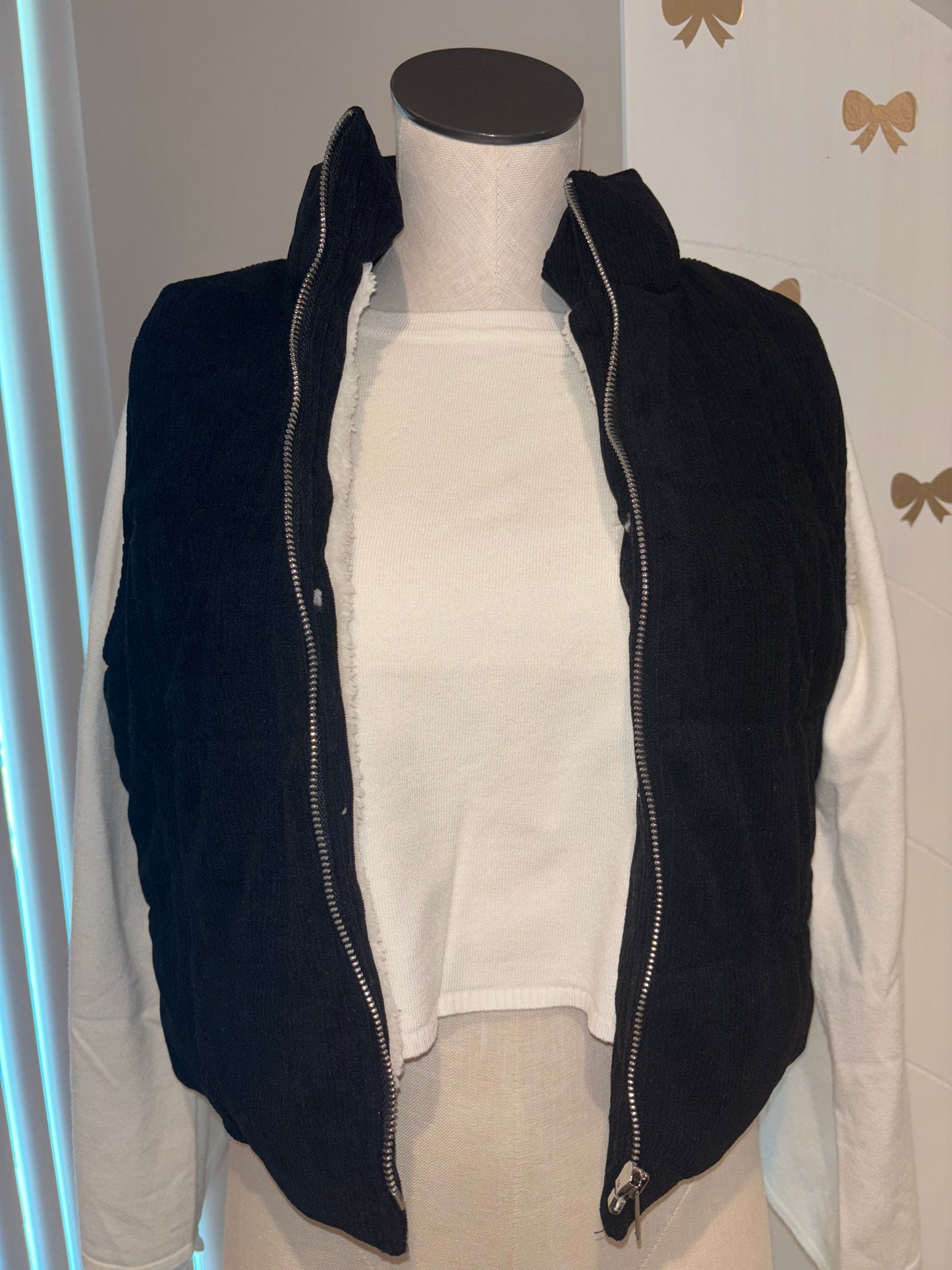 Cropped Corduroy Fur Puffer