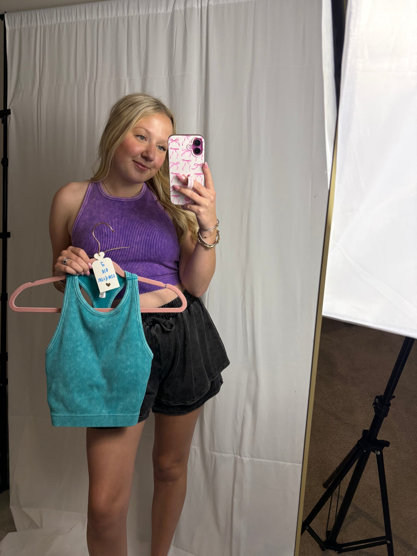 Teal Ribbed Tank