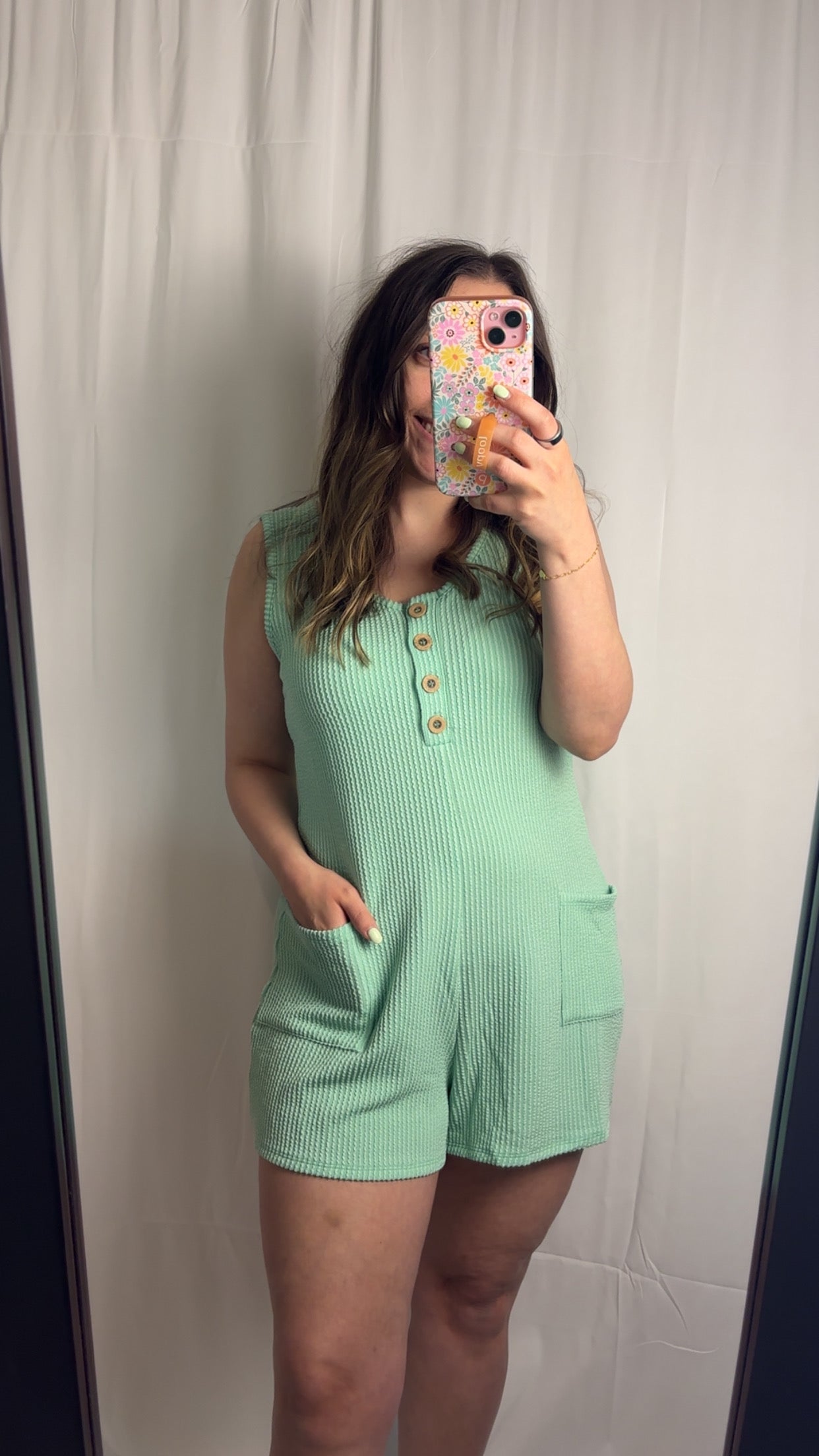 Light Green Ribbed Romper