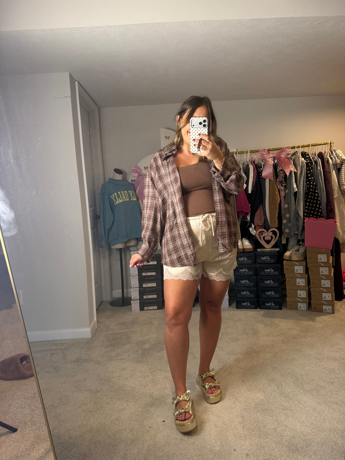 MOCHA FLANNEL TOP