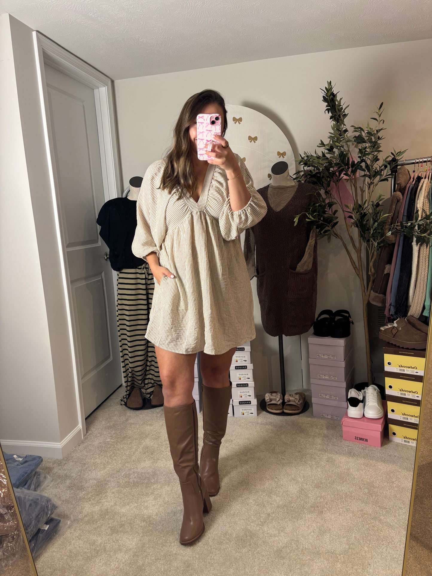 Taupe Knee High Boots