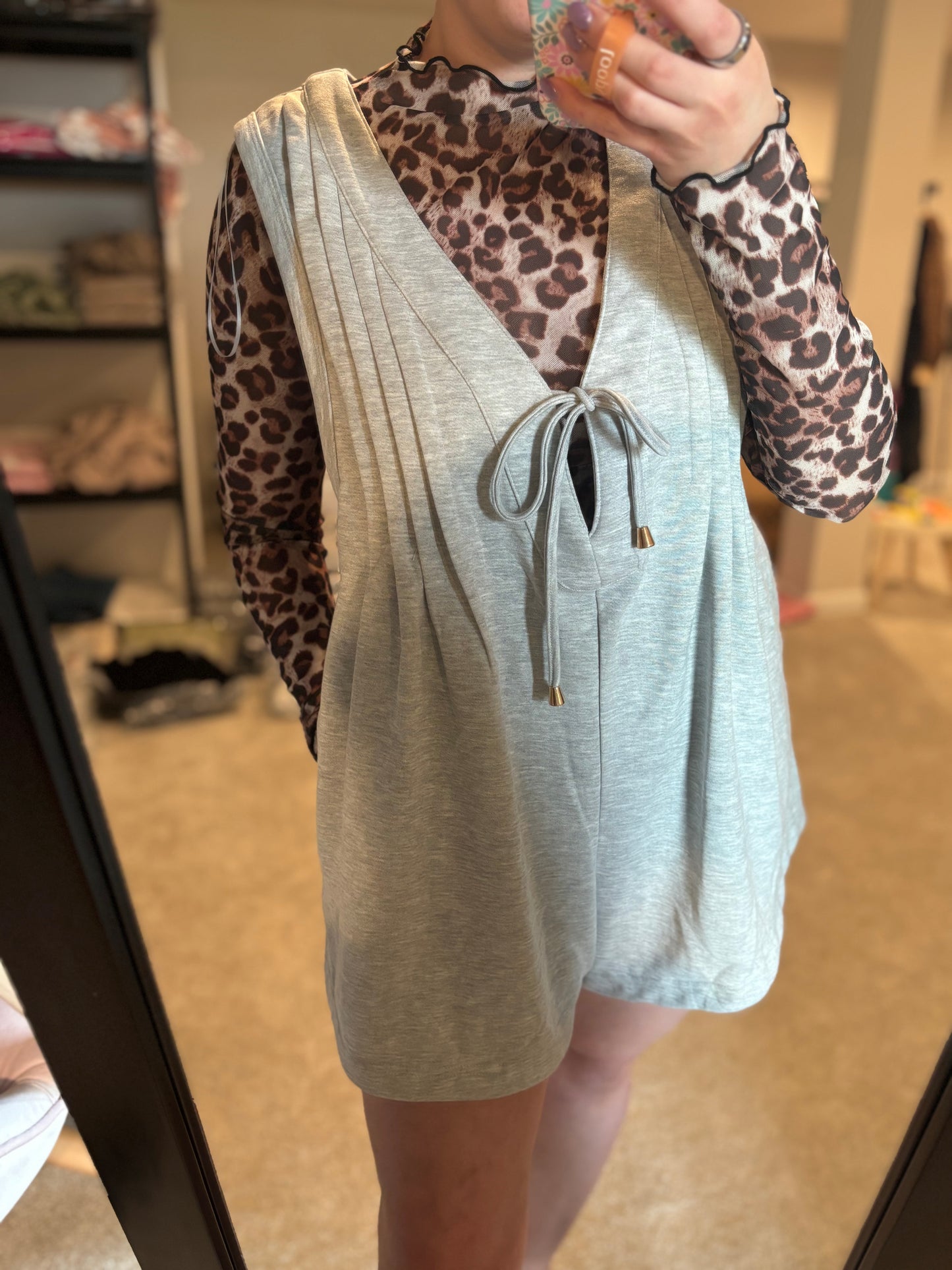 Leopard Mesh Layering Top
