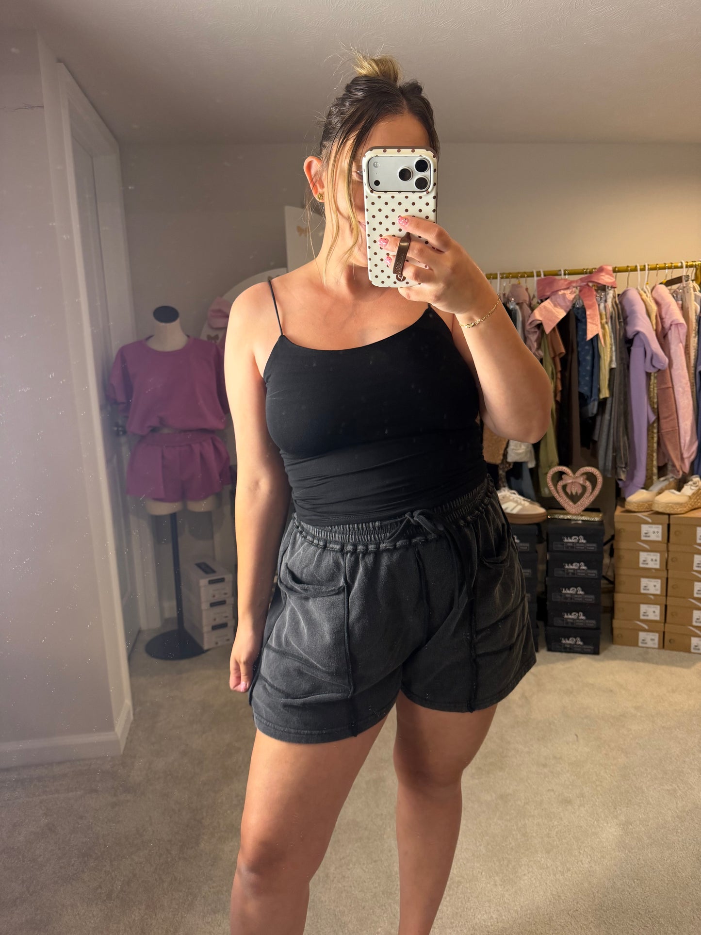 Black Washed Lounge Shorts