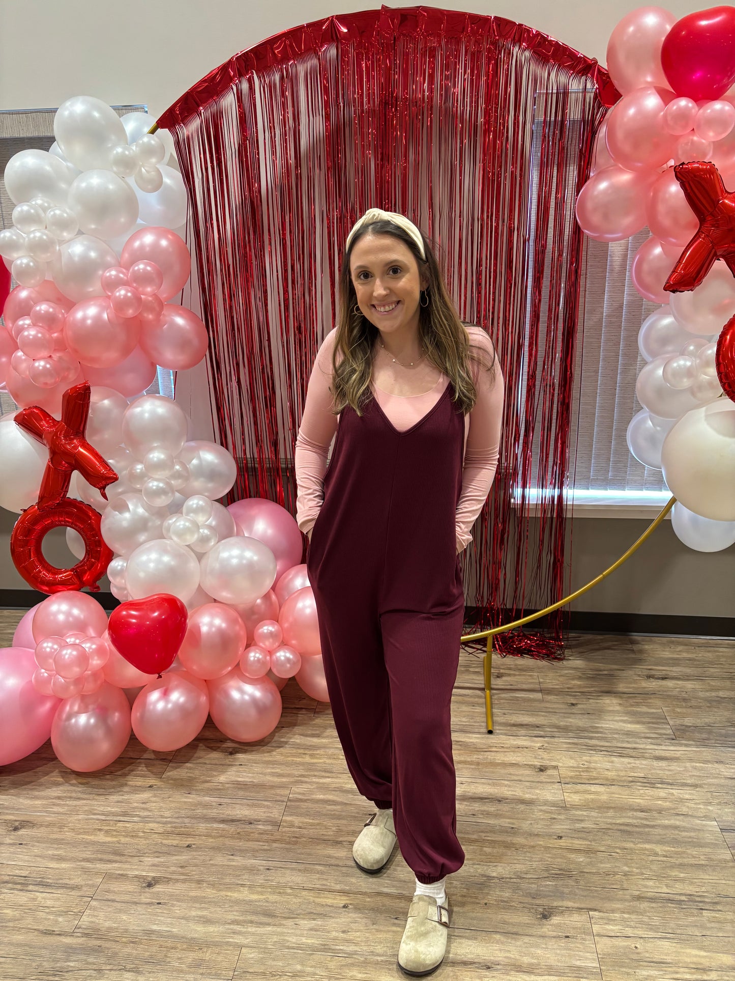 Ribbed Jogger Jumpsuit - WINE