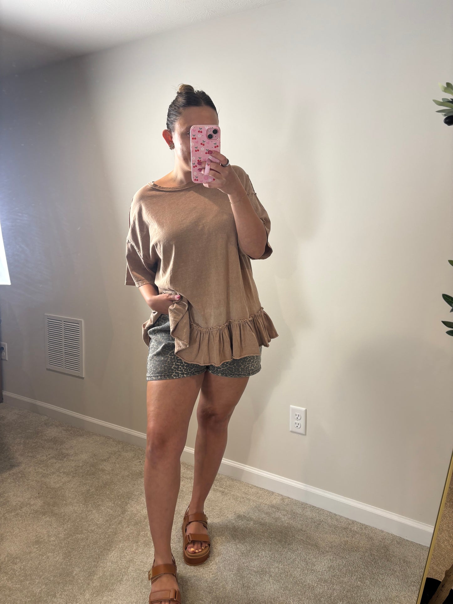 Taupe Ruffle Tee