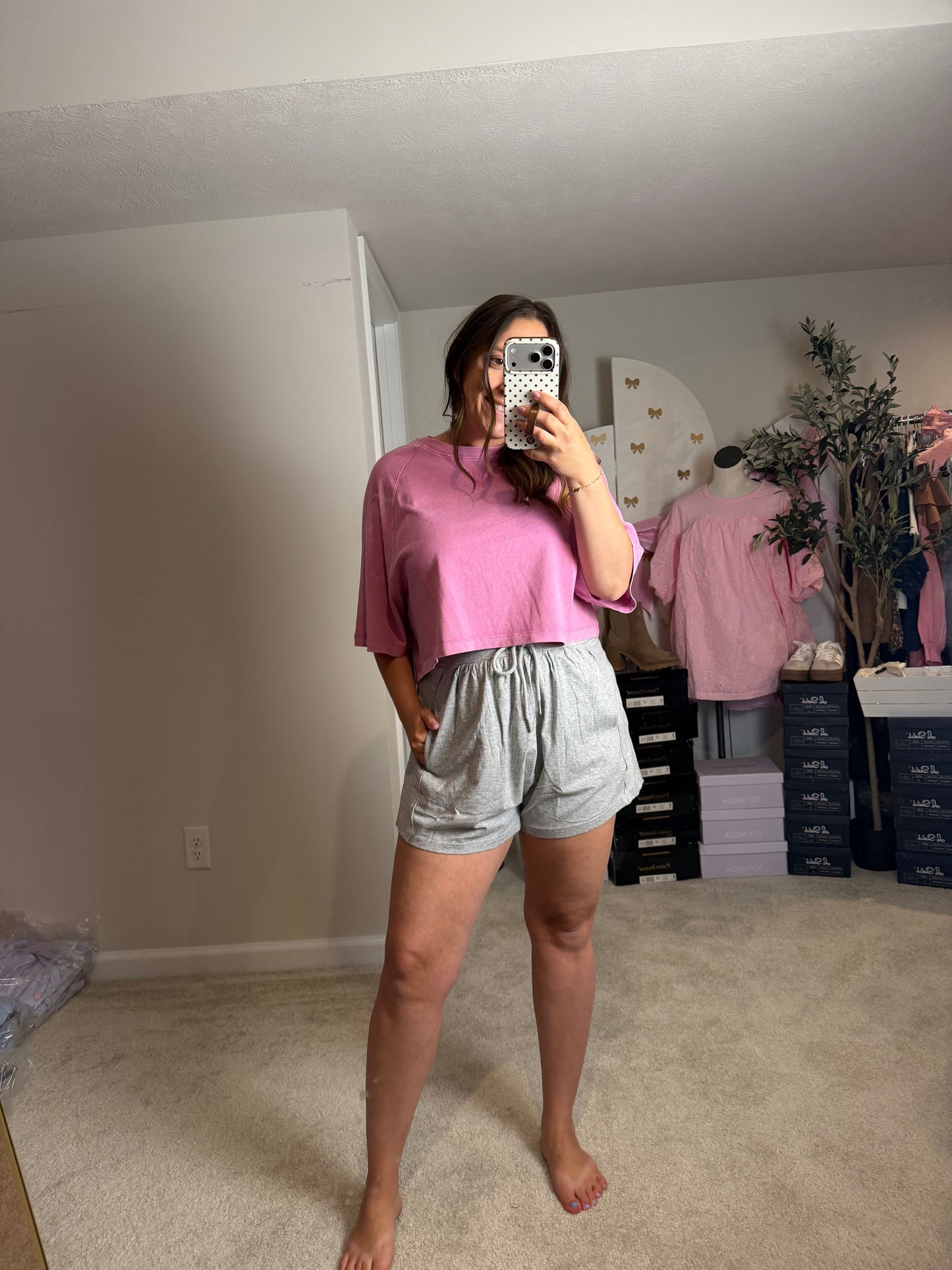 CROPPED MINERAL WASH TEE - 2 COLORS