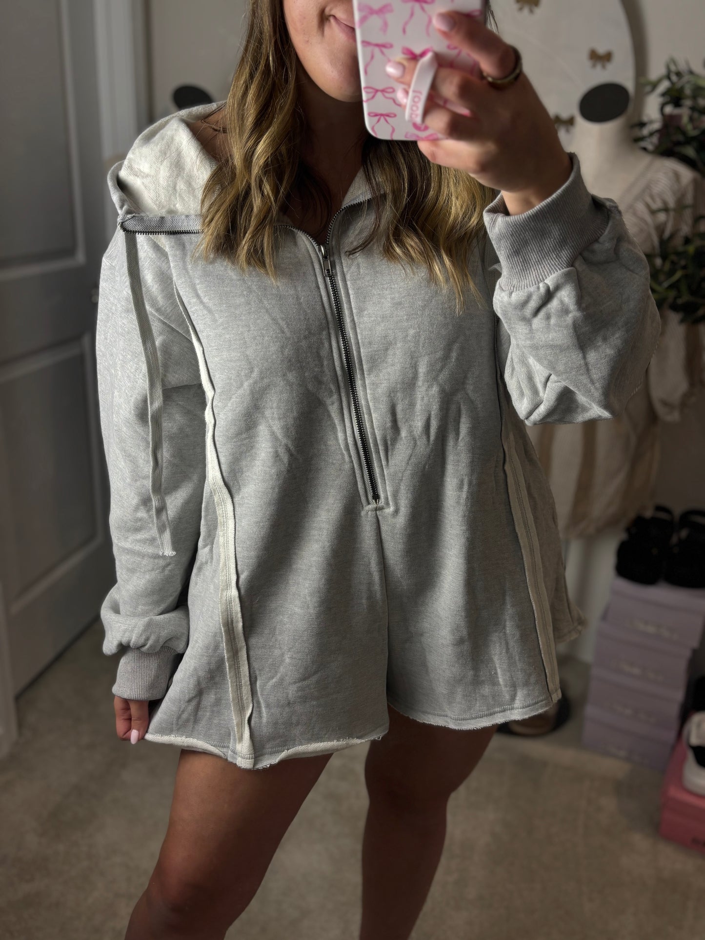 Fleece Oversized Hoodie Romper