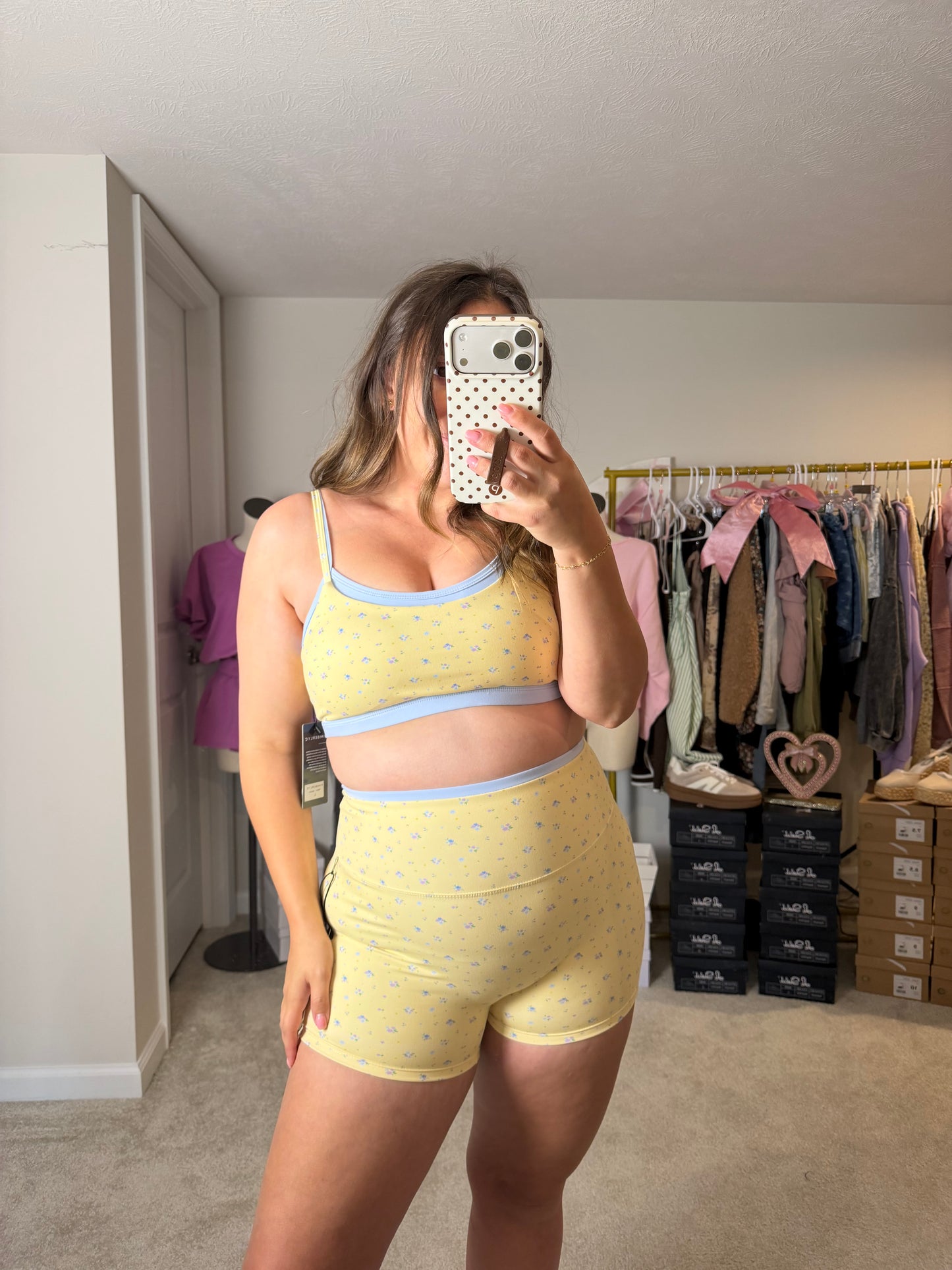 Yellow/Blue Ditsy Floral Athletic Set