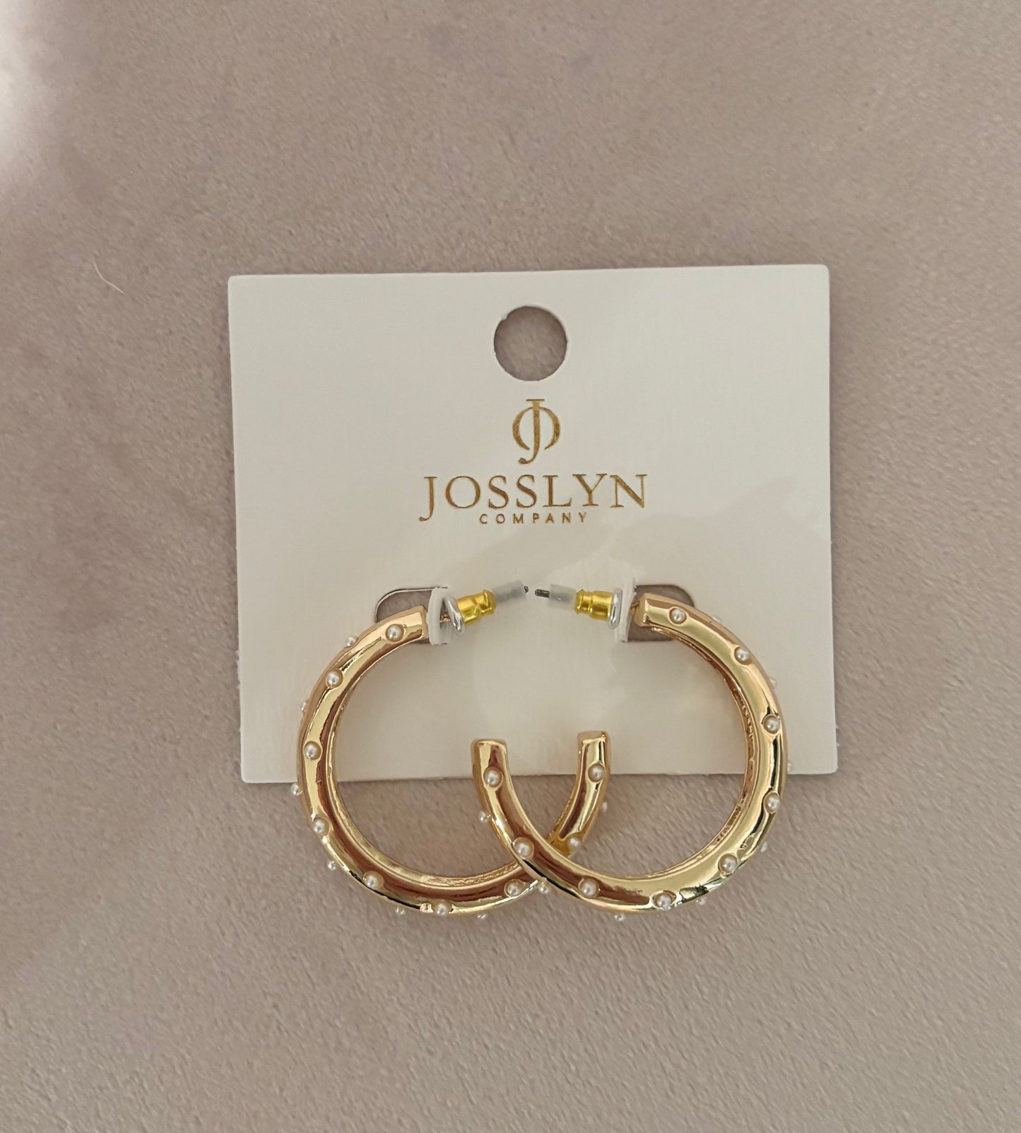 Gold Pearl Hoops