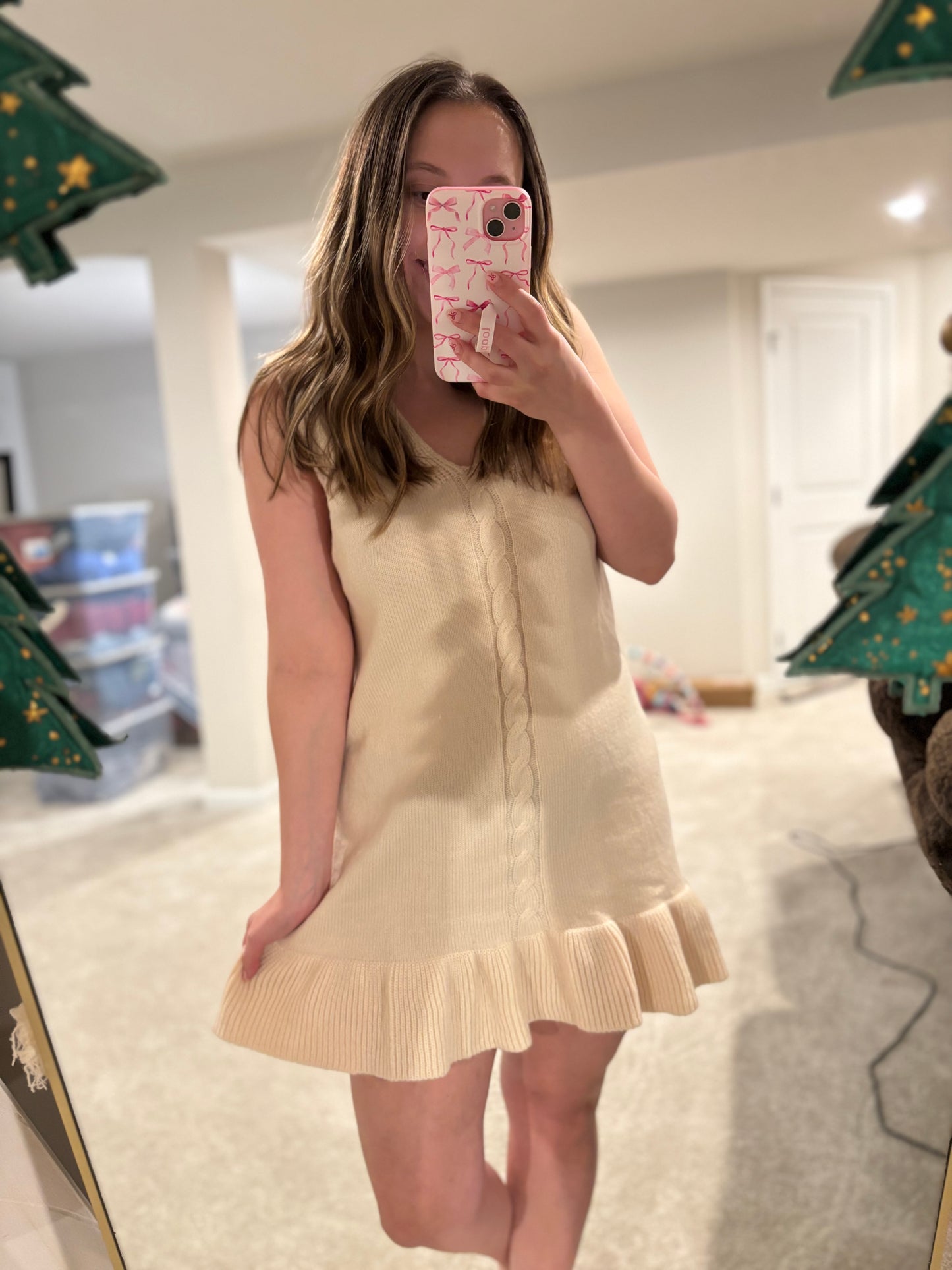 Cream Ruffle Dress