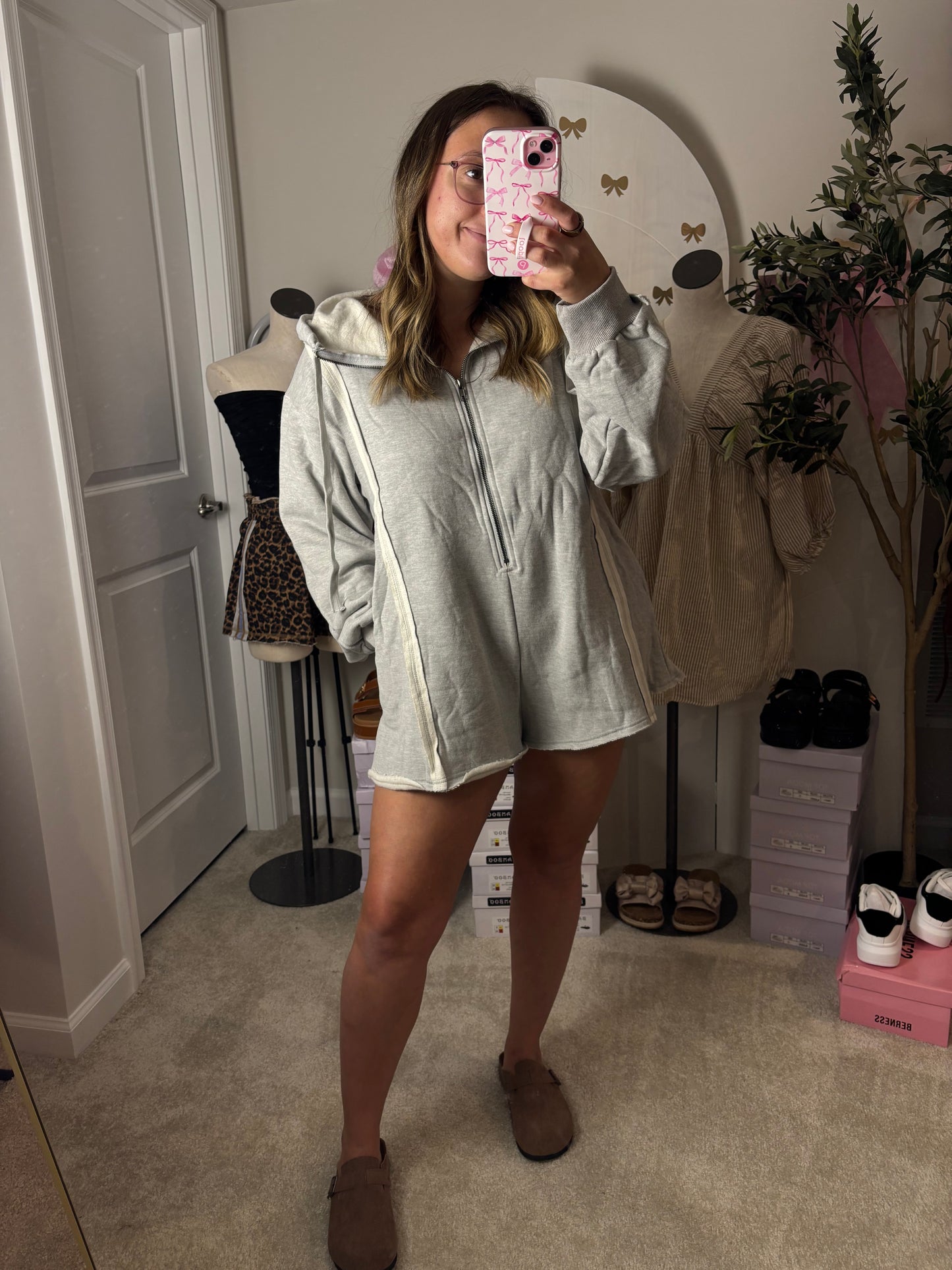 Fleece Oversized Hoodie Romper