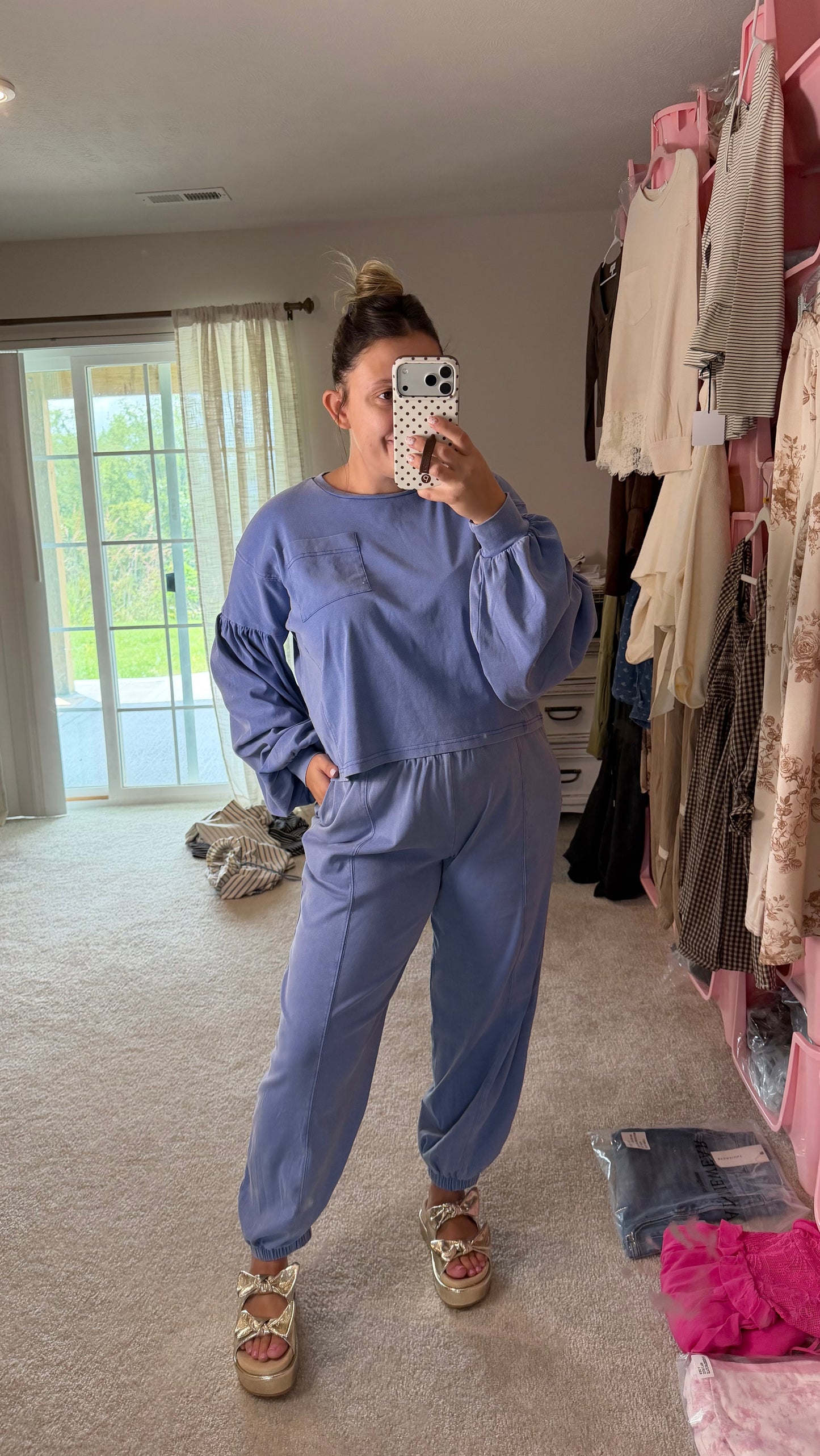 Periwinkle Balloon Sleeve Modal Set