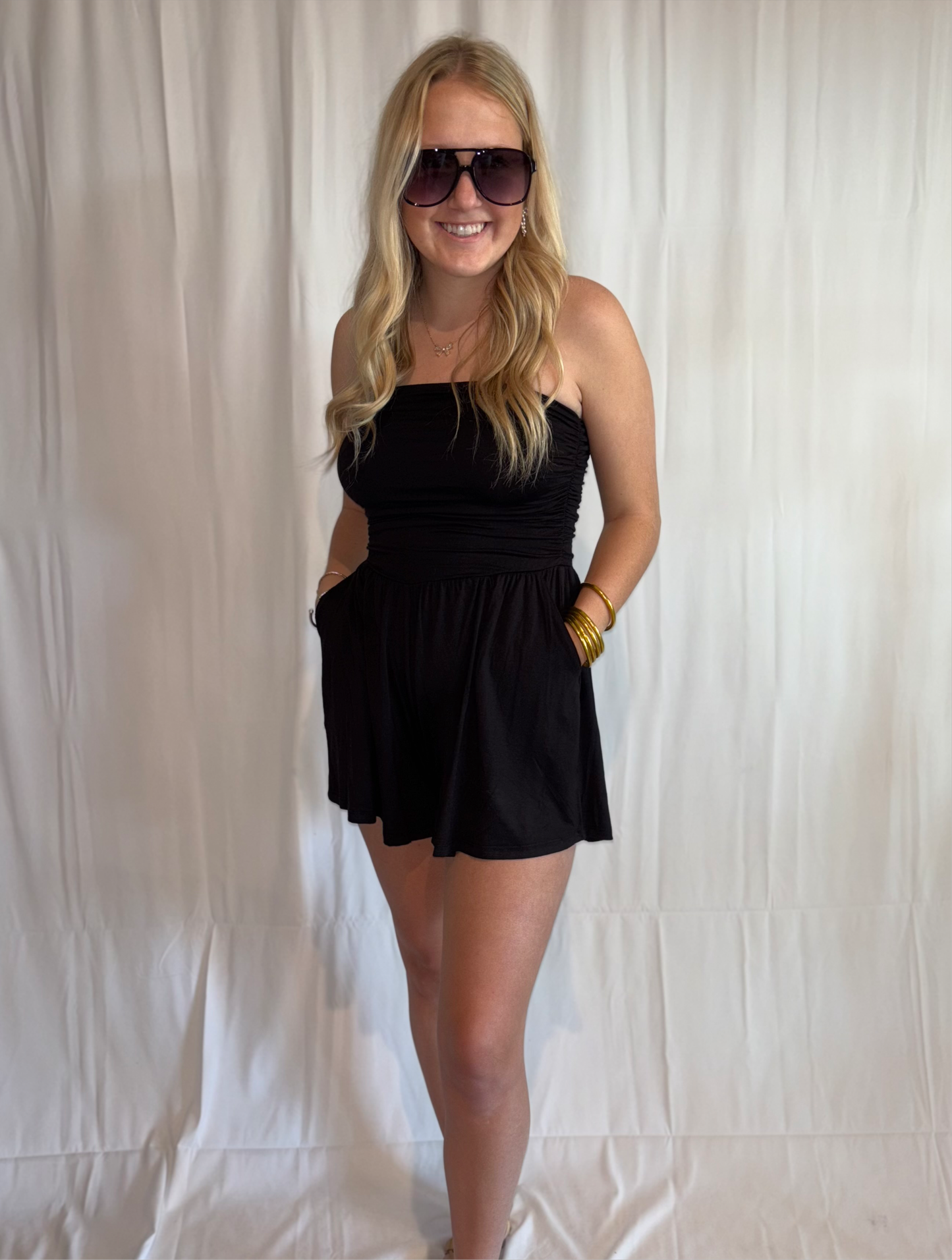 Tube Top Modal Romper - BLACK