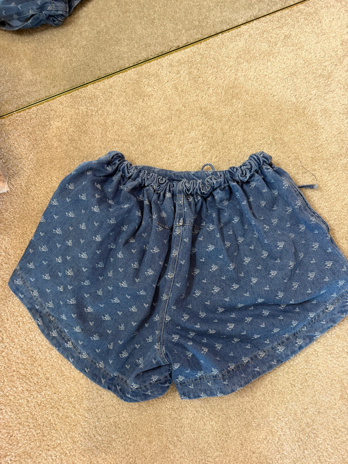 Floral Drawstring Denim Shorts