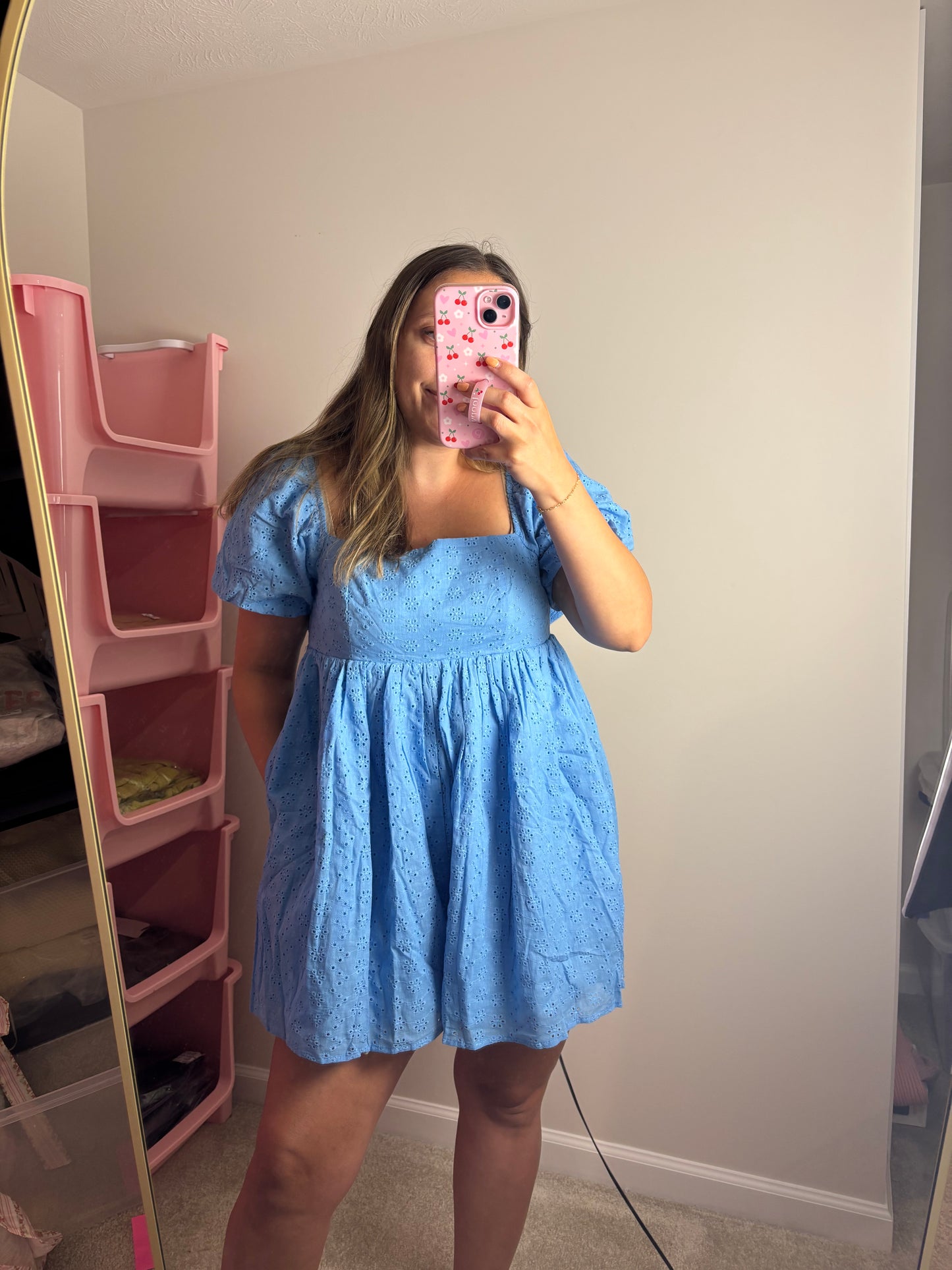 Blue Eyelet Romper
