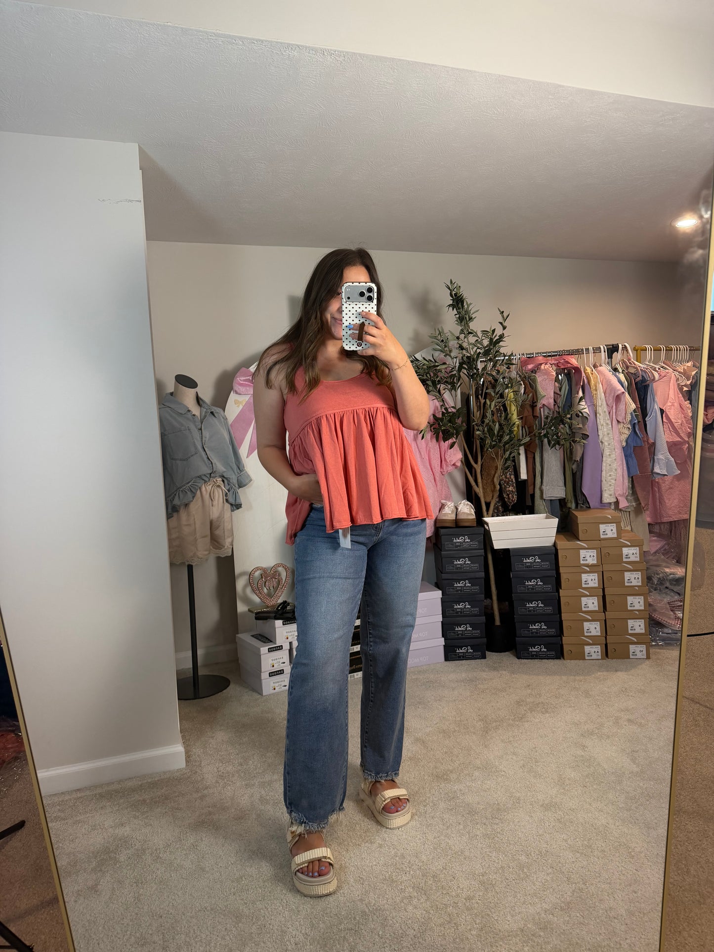 MUTED TOMATO RED BABY DOLL TANK