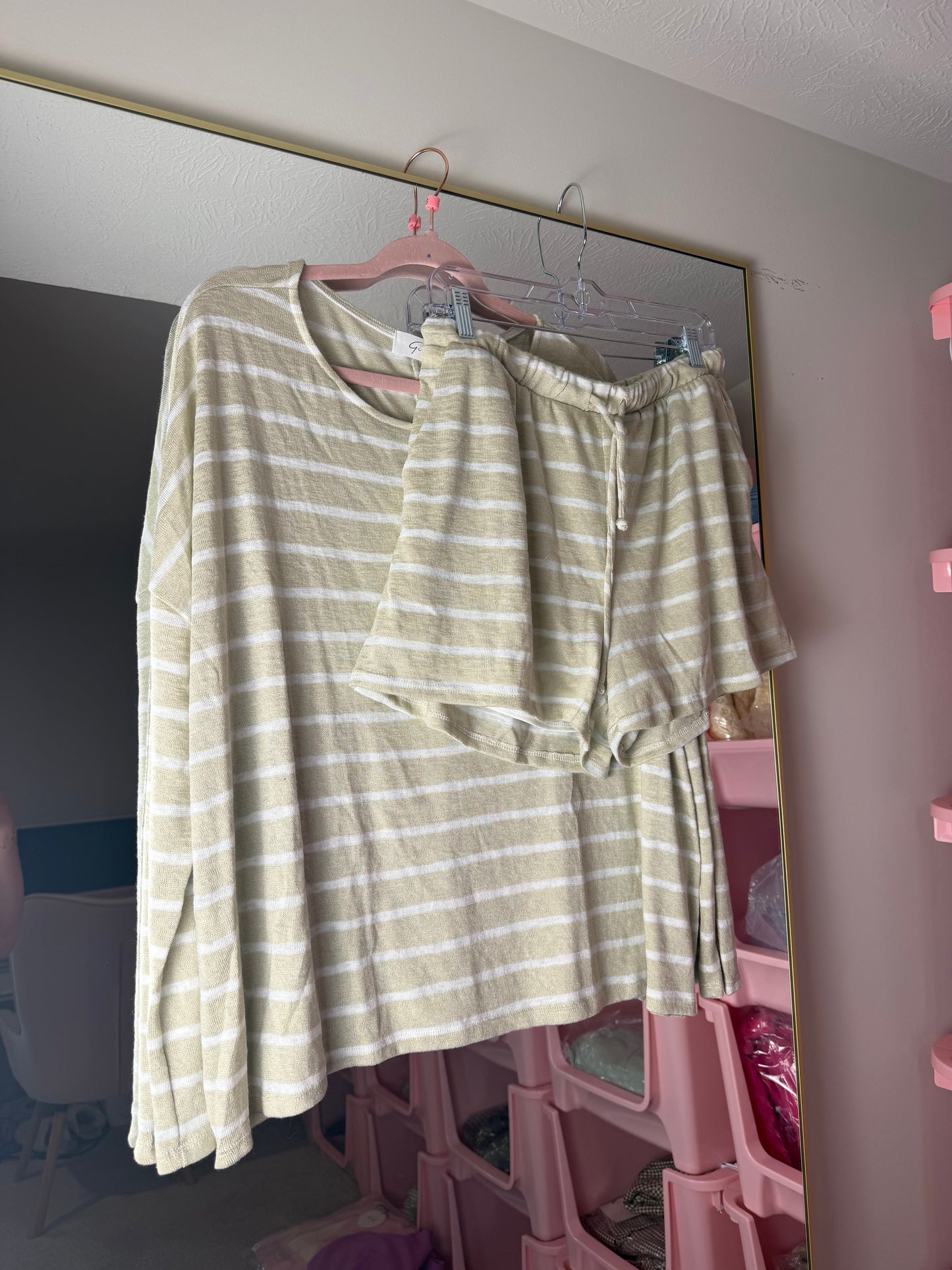 Taupe Striped Lightweight Set