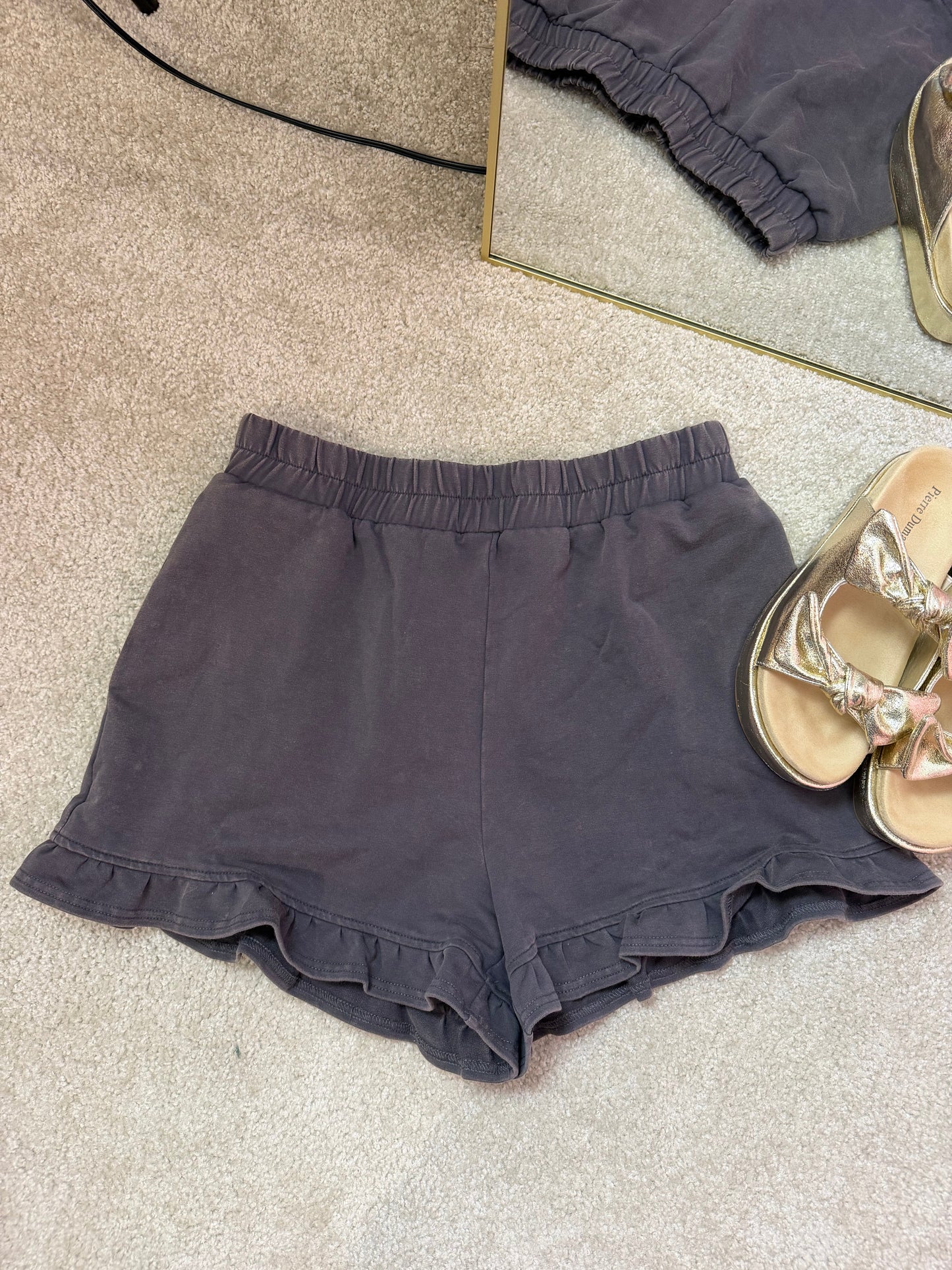 Charcoal Ruffle Butter Soft Shorts