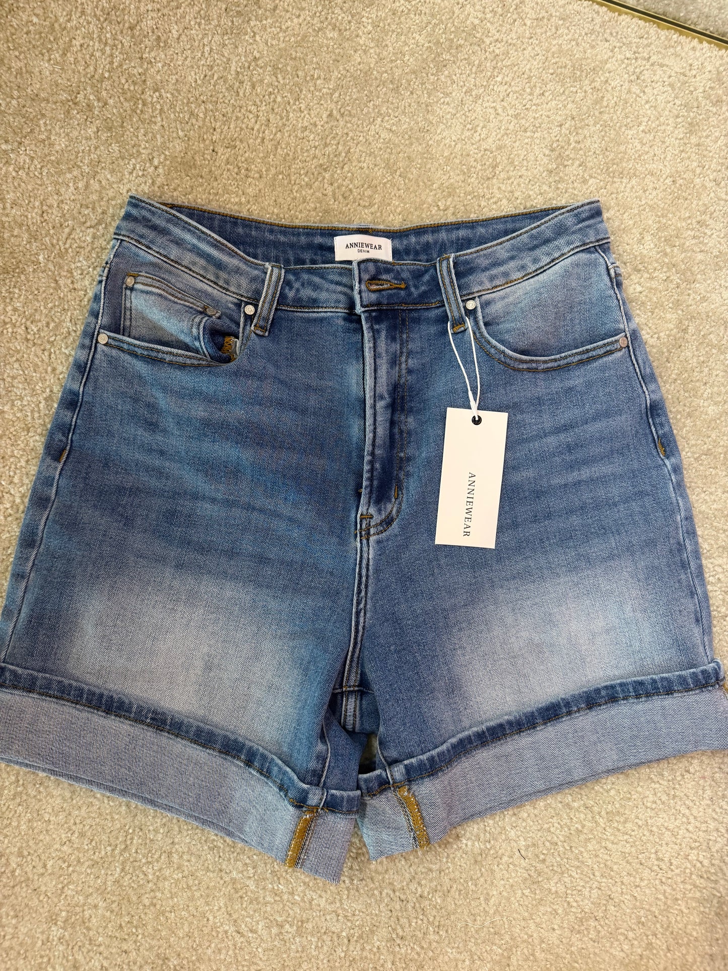 Super Stretch Denim Cuffed Shorts