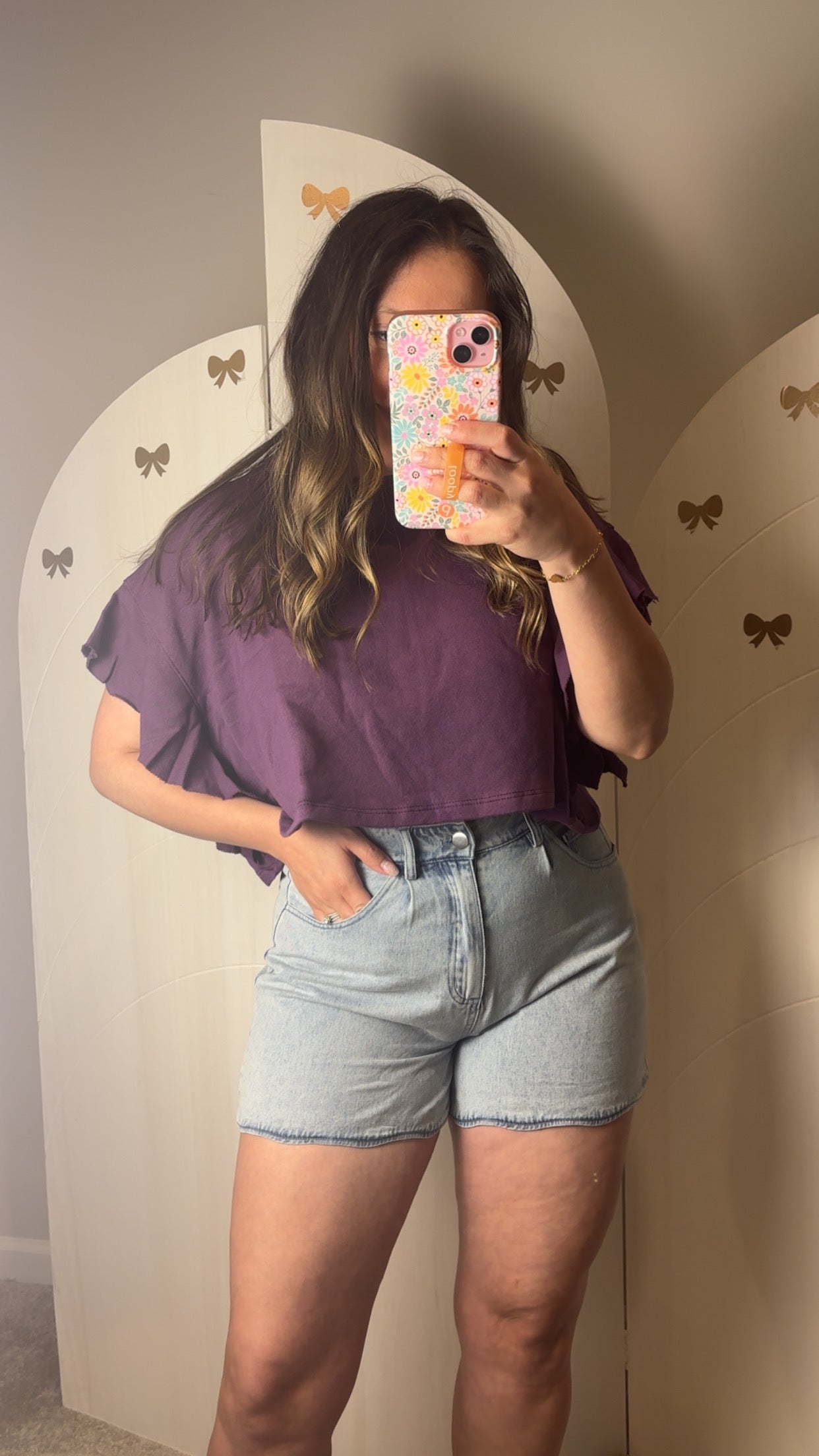 Scalloped Denim Shorts