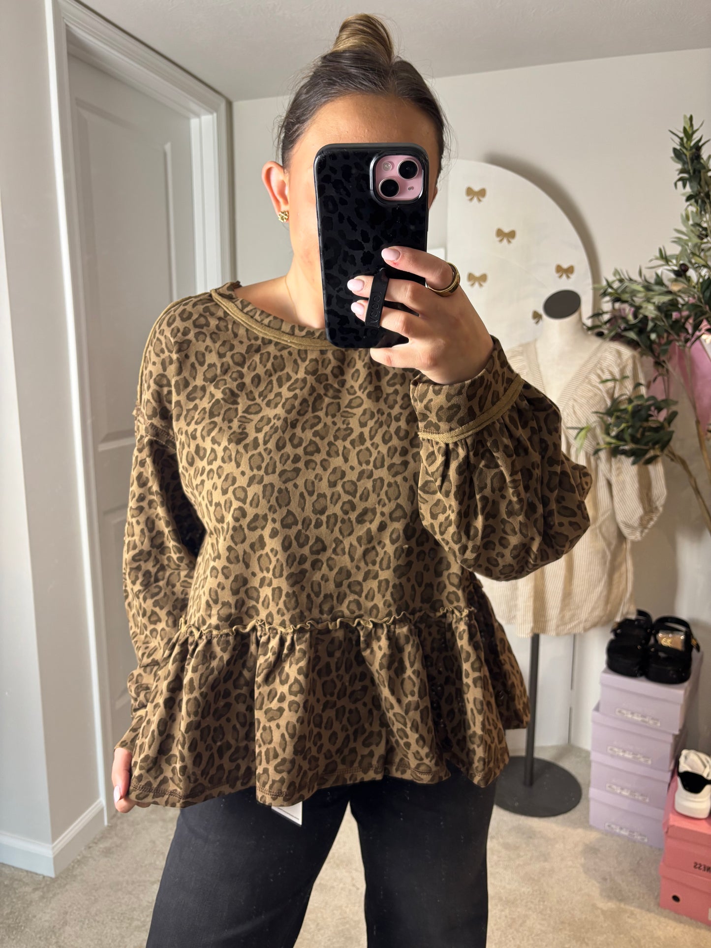 Leopard Peplum Top