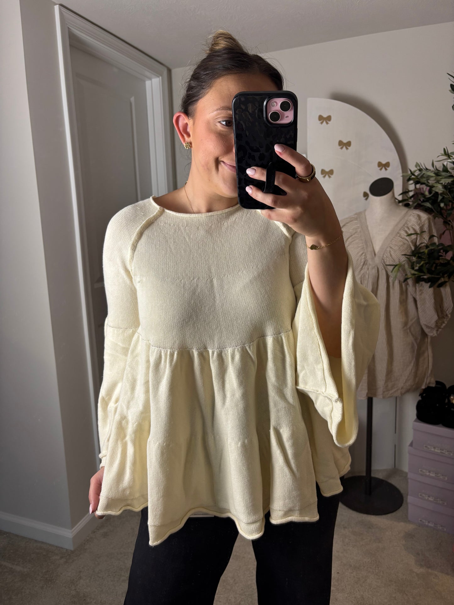 Cream Tiered Baby-Doll top