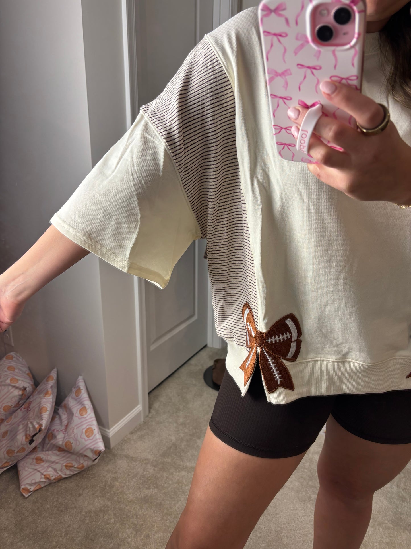 Football Striped Bow Tee