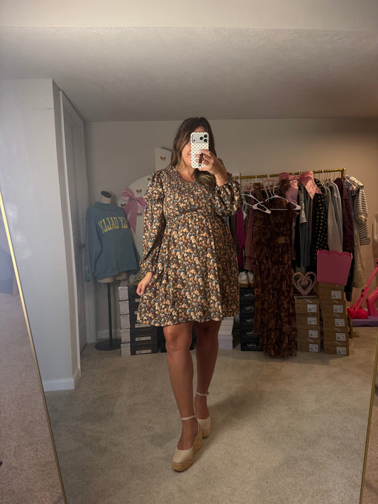 Fall Floral Mini Dress