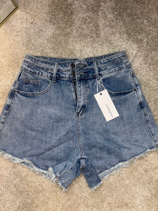 Light Wash Stretch Mom Shorts