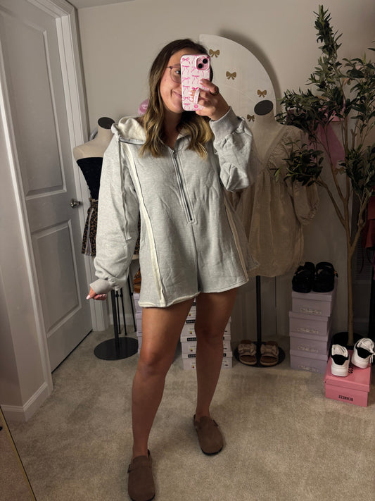 Fleece Oversized Hoodie Romper