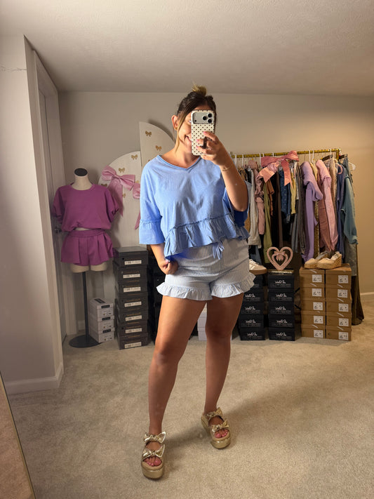 Blue Ruffle Top