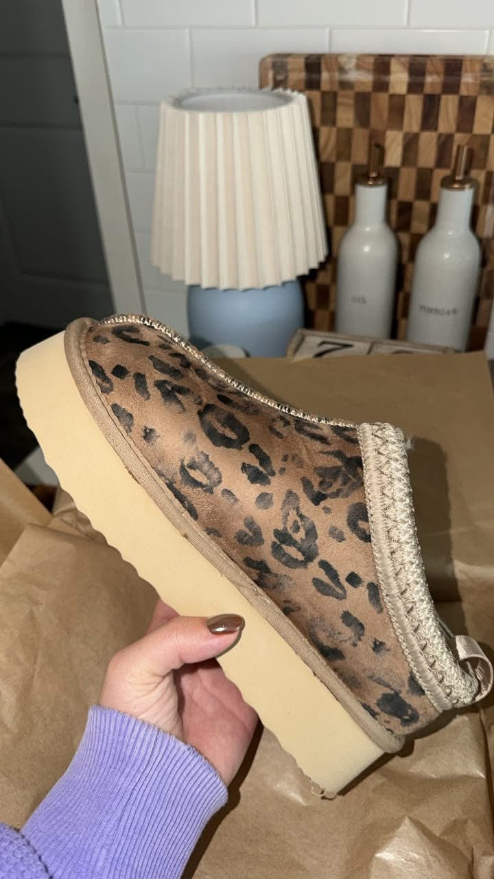 Leopard Platform Clogs