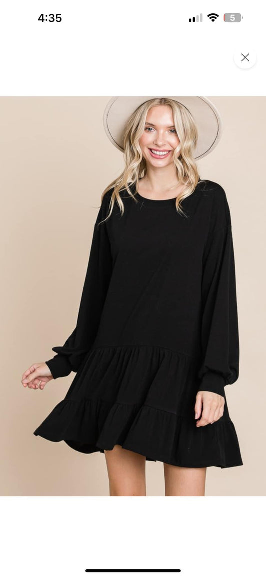 Tricia Black Ruffle Dress - PLUS