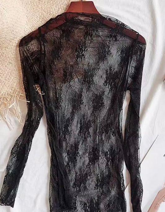 Black Lace Layering Top