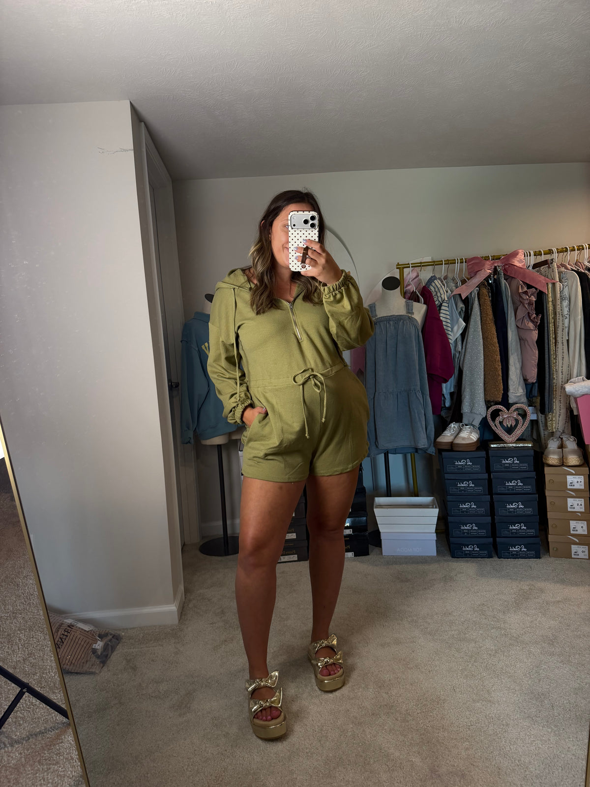OLIVE FRENCH TERRY ROMPER