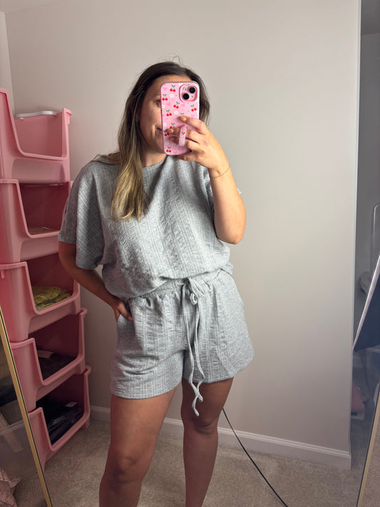 Heather Grey Ribbed Set