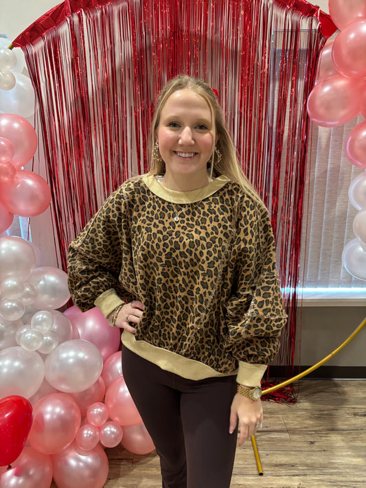 Oversized Leopard Washed Pullover