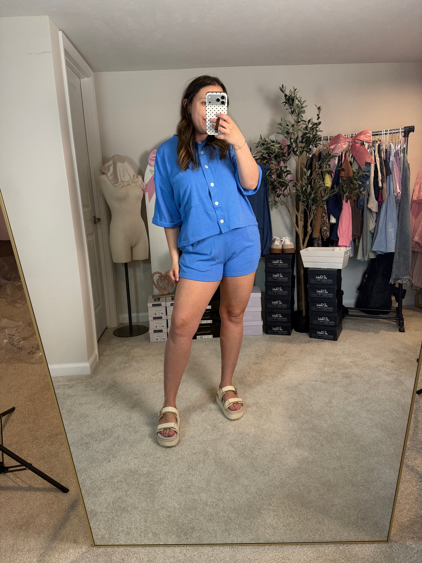 COBALT CARDIGAN & SHORTS SET