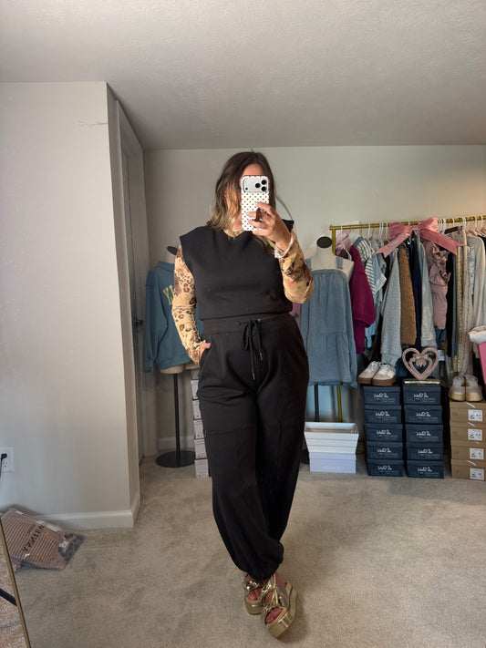 CHARCOAL FRENCH TERRY JUMPSUIT