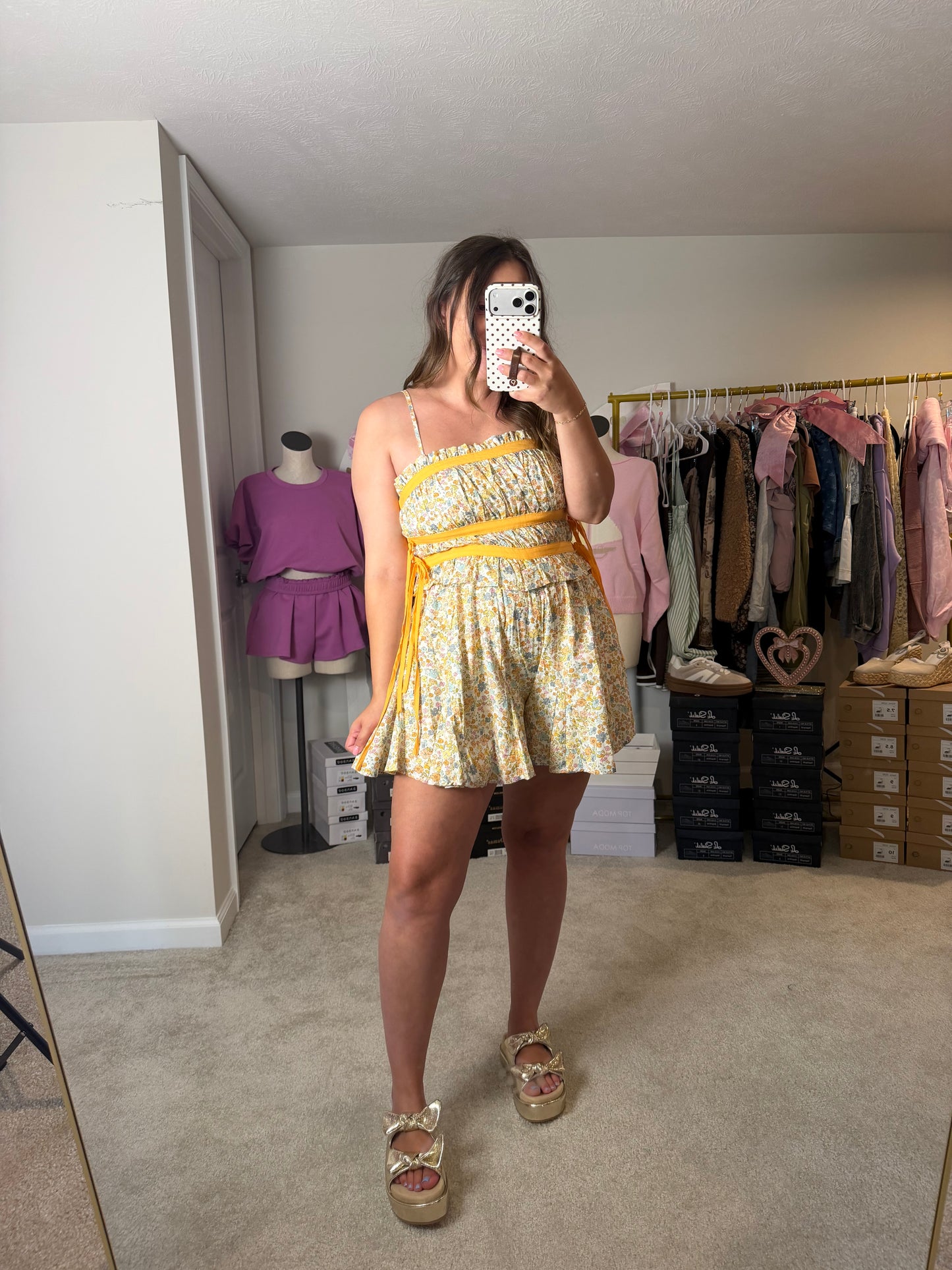 Orange Floral Romper