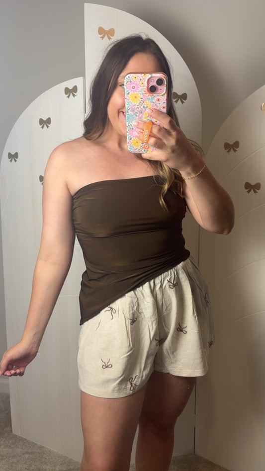 Chocolate Asymmetrical Tube Top