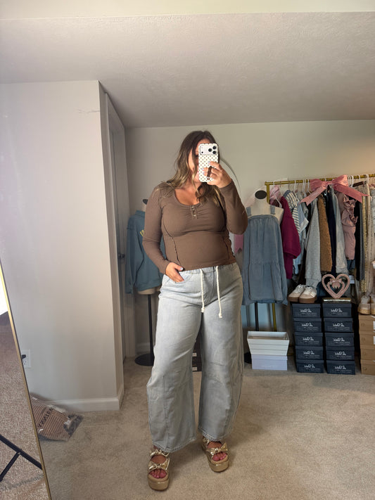 RIBBED CHOCOLATE LONG SLEEVE
