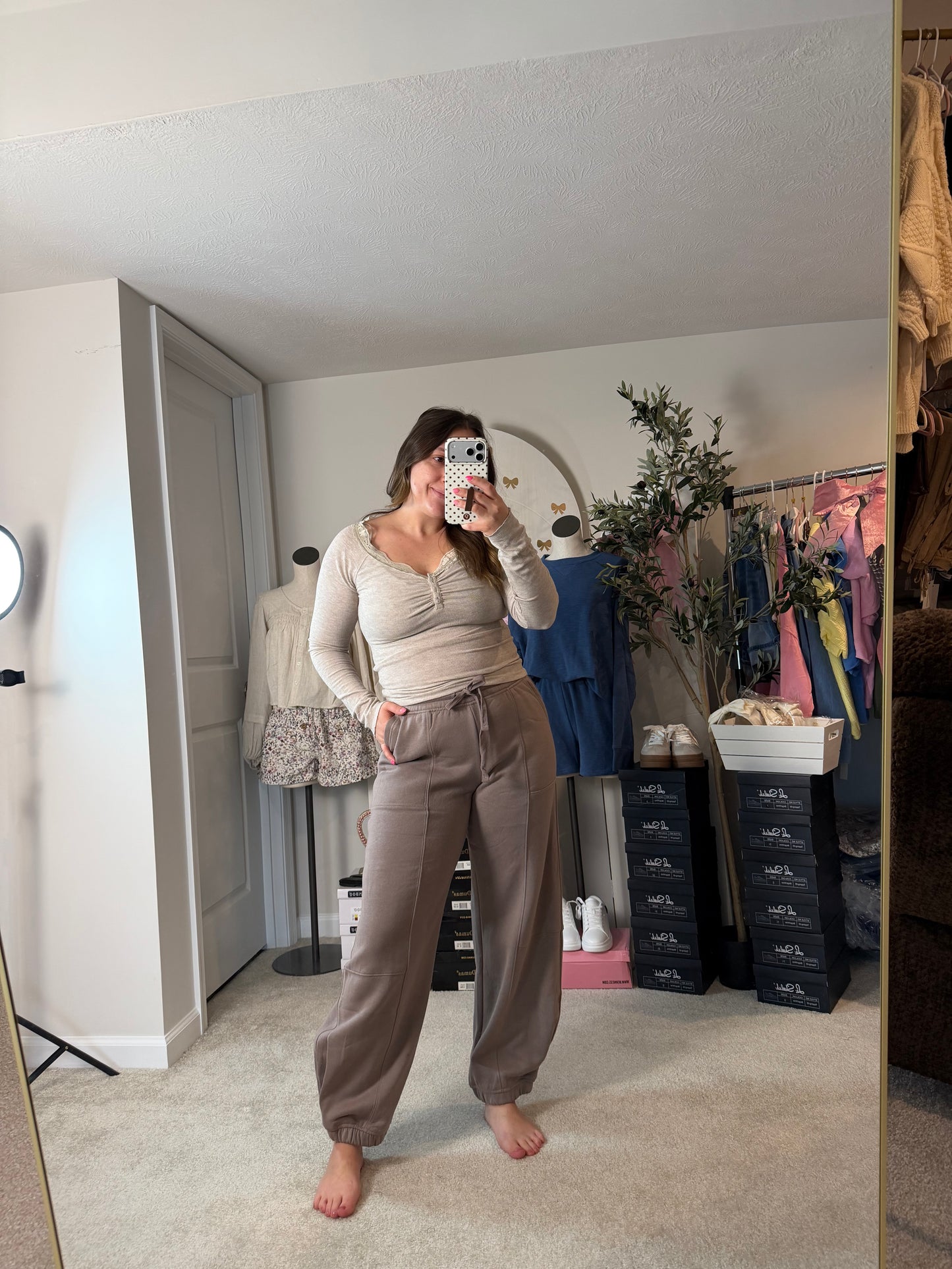 Dark Taupe Fleece Joggers