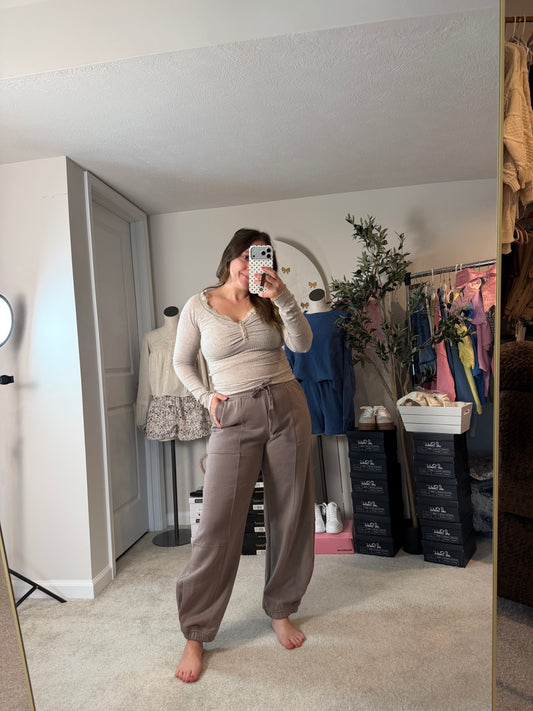 Dark Taupe Fleece Joggers