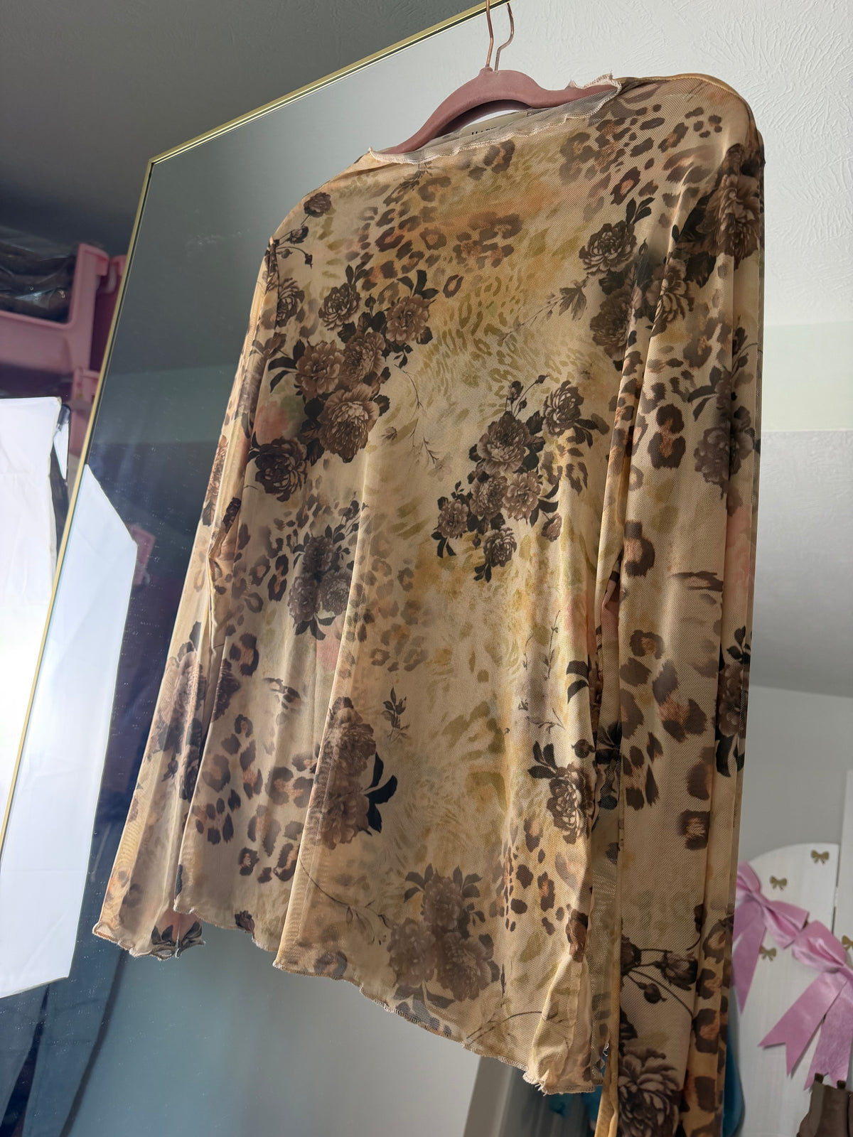 FLORAL/LEOPARD MESH TOP